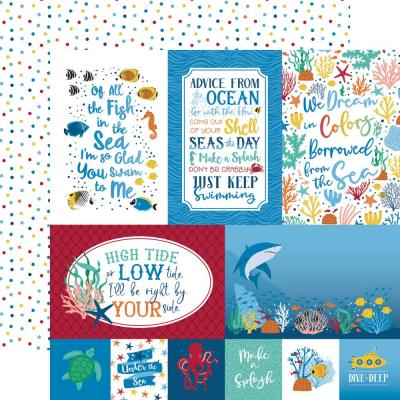 Echo Park Sea Life Designpapier - 4 x 6 Journaling Cards